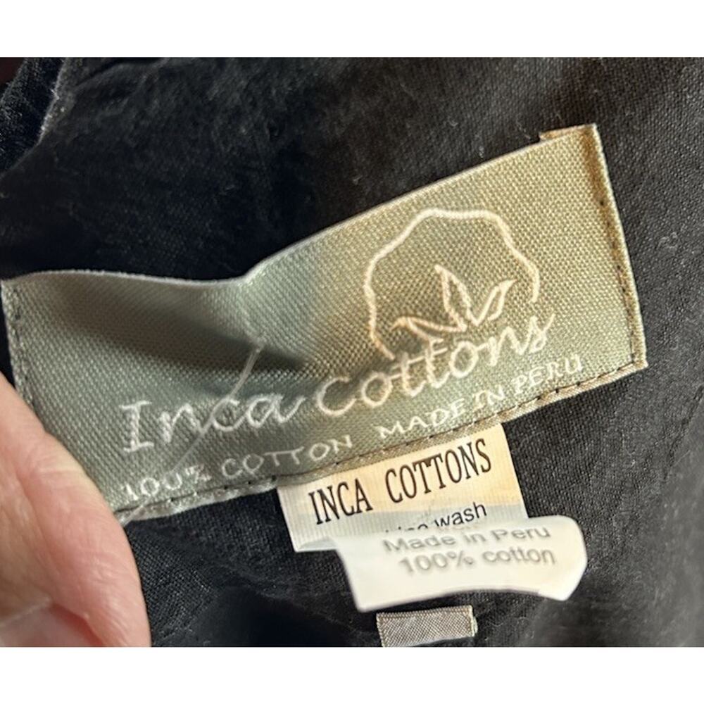 Inca Cottons Jacket Womens M Black Coin Detail Open Front Longline - Picture 5 of 6